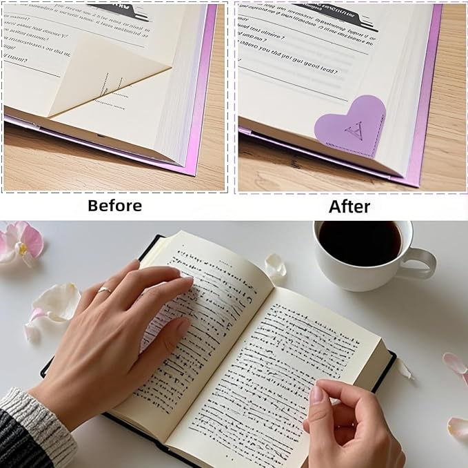 MOTEERLLU Personalized Leather Heart Bookmark with Initials, Handmade, Letter Cute Custom Corner Book Marks for Reading Women, Teachers, Students, Book Lovers, Book Accessories(Blue,W)