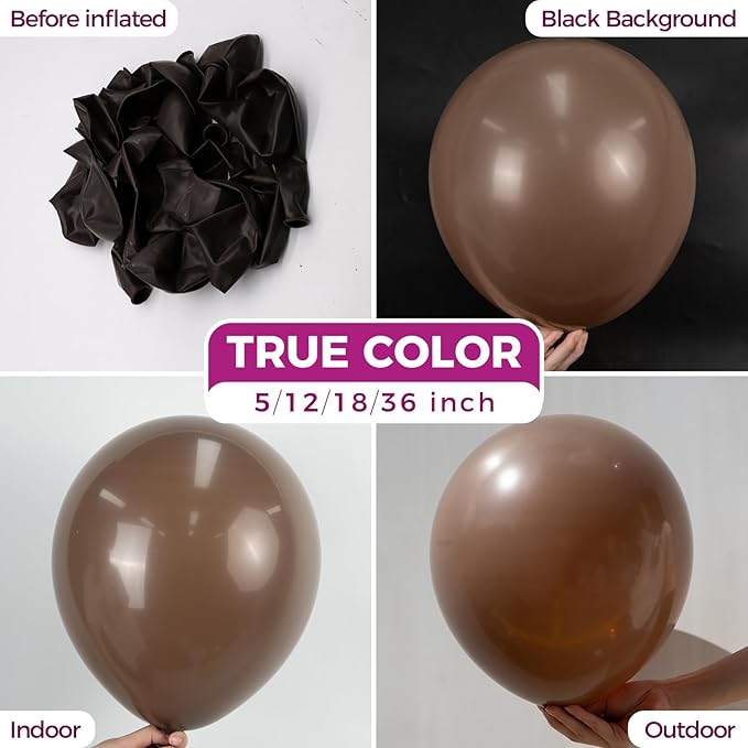 Bezente Brown Balloons 18 Inch - 30 Pack Large Thick Brown Balloons Big Round Dark Brown Latex Balloons for Thanksgiving Birthday Bridal Shower Graduation Anniversary Party Decorations