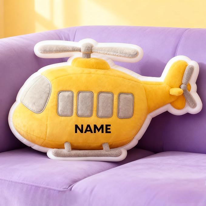 Personalized Helicopter Shaped Pillow, Custom Name Plush Stuffed Pillows for Kids, Suitable for Beds, Sofas, Bedrooms, Living Rooms Custom Decorative Cushion Gifts for Birthday and Anniversary