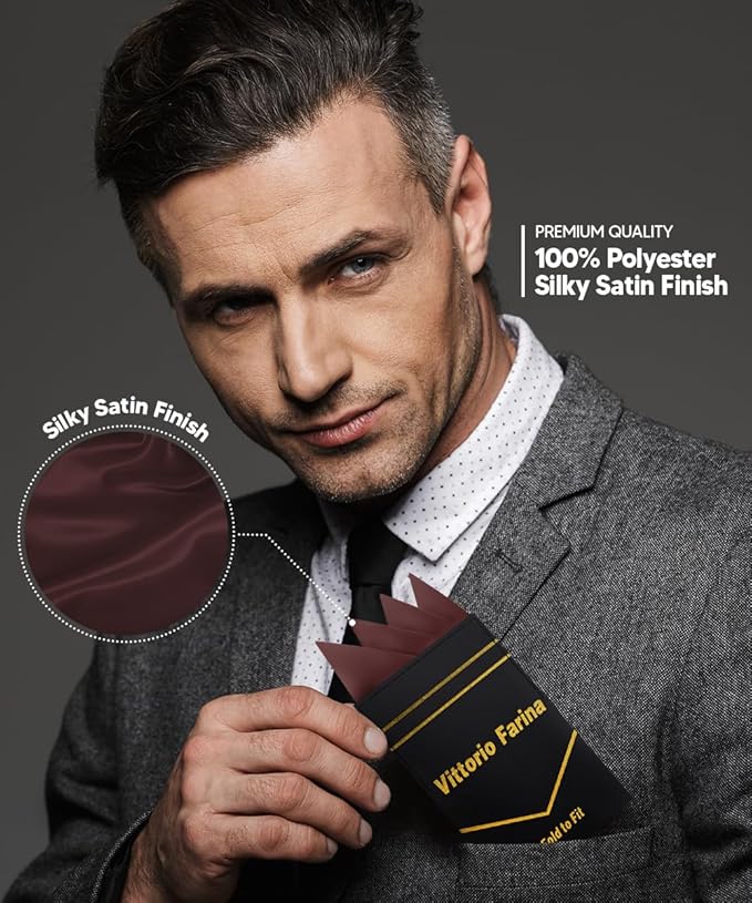 Premium Pre-Folded Four-Point Suit Pocket Square for Men with Sewn Pocket Fold