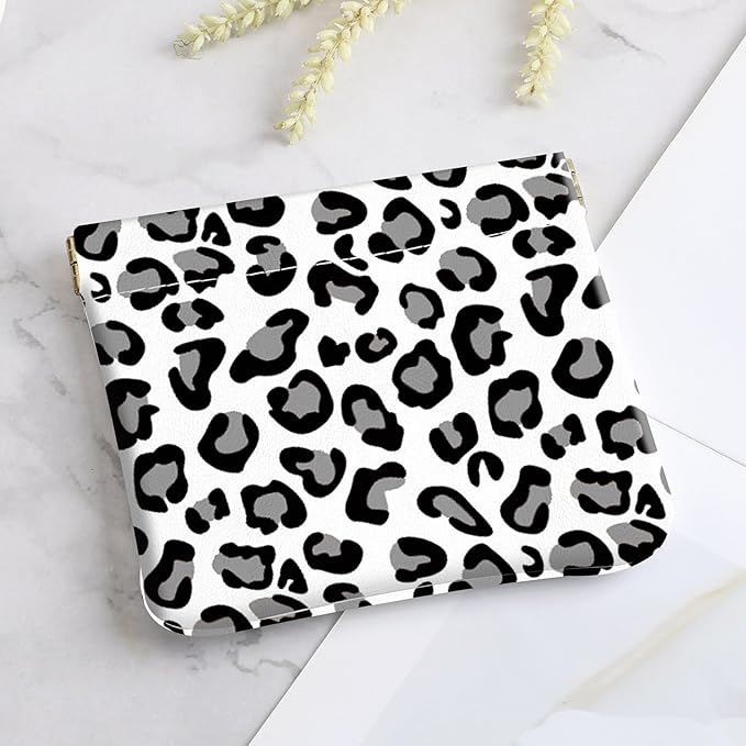 2Pcs PU Leather Small Squeeze Coin Purse Pouch Mini coin Bag Unique And Cute Wallet Cosmetic Bags Change Bag For Women Girls Men Leopard Print