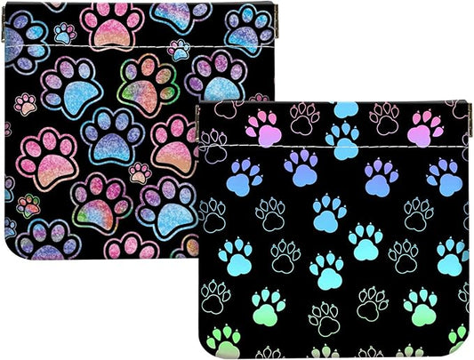 2Pcs PU Leather Small Squeeze Coin Purse Pouch Mini coin Bag Unique And Cute Wallet Cosmetic Bags Change Bag For Women Girls Men Dog Paw Pattern
