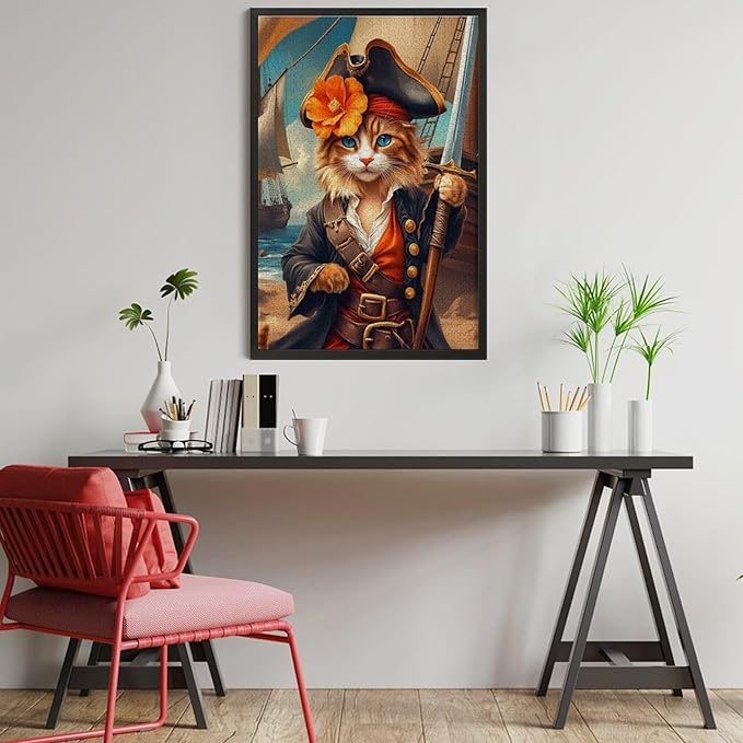 Wooden Puzzle - Classic Pirate Cat Leader Jigsaw Puzzles，Wooden Puzzles for Adults 1000 Pieces Challenge Puzzles，Educational Games，Family Puzzles，Unique Gifts for Wall Art