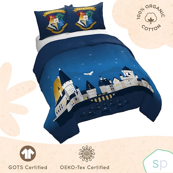 Saturday Park Harry Potter Exploring Hogwarts Full/Queen Duvet Cover & Sham Set - 3 Piece 100% Organic Cotton Duvet Set - GOTS & Oeko-TEX Certified (Harry Potter Official)