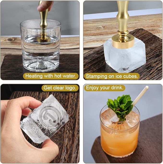 Ice Cube Stamp for Cocktails Ice Stamp Brass Head with Handle, Ice Branding Stamp for Ice Cubes Cocktail Whiskey Drinks Party Wedding Making DIY Crafting (Letter J)