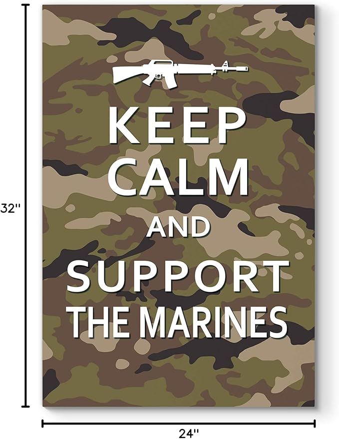 Renditions Gallery Nature Military Wall Art Home Paintings & Prints Artwork Calm Supportive Marines Glam Patriotic Motivational American Modern Decor for Bedroom Office Kitchen - 24"x32" LT25