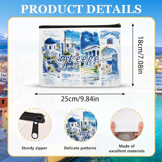 Greece Makeup Bags Gifts for Women, Greece Travel Essentials, Greek Mythology Inspired Souvenirs, Toiletry Zipper Cosmetic Pouch, Gifts for Girls Friend Sister Daughter