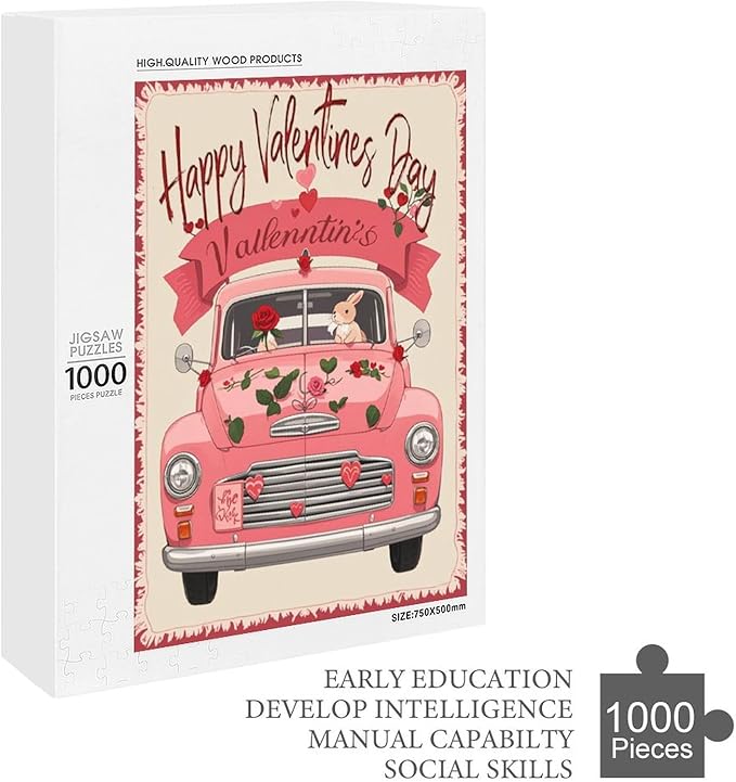 Jigsaw Puzzles for Adults 1000 Piece - Happy Valentine's Day Wooden Puzzle，Unique Gifts for Wall Art ，Family Puzzles，Educational Games，Challenge Puzzles Puzzle Games