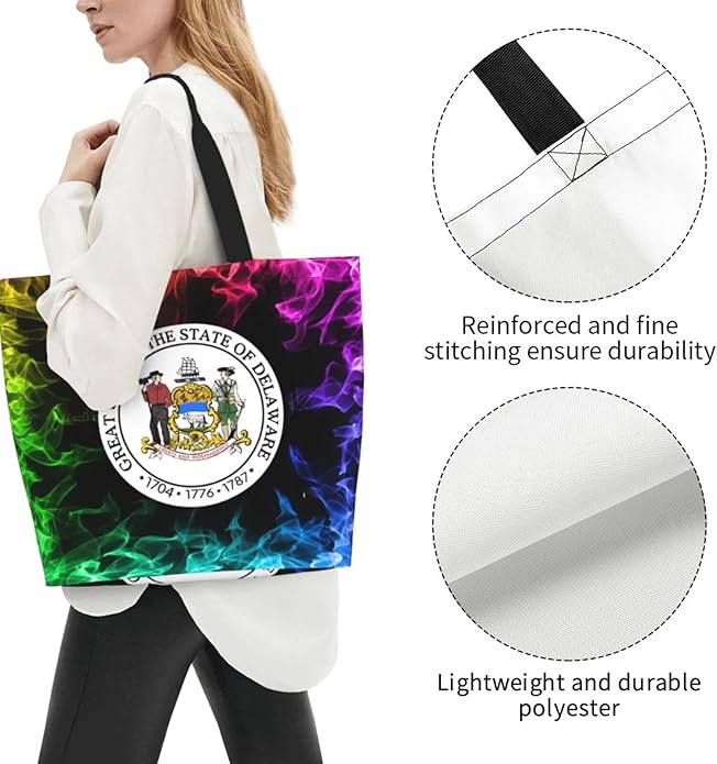 Seal of Delaware Large Reusable Eco-friendly Shopping Bags Portable Storage Handbag