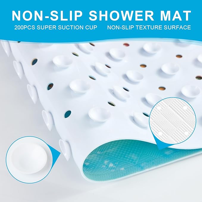 XIYUNTE Baby Bath Mat for Tub Non Slip Kids Bath Mat - 40''x16'' Extra Long Cartoon Bathtub Mat Non Slip Kids Shower Mat Eco-Friendly Toddler Bath Mats with Suction Cups, Machine Washable, Map