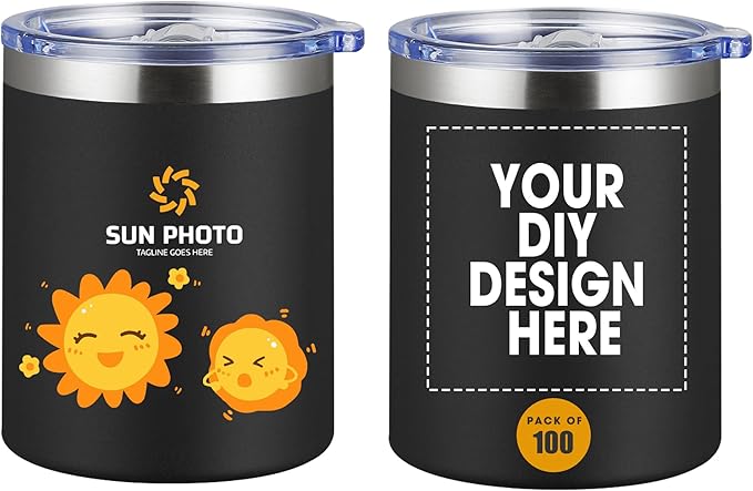 Personalized Custom Tumbler Print in USA 12oz 100Pcs Stainless Steel Travel Coffee Cup with Lid & Straw Double Wall Insulated Mug With Colorful Text Logo Photo