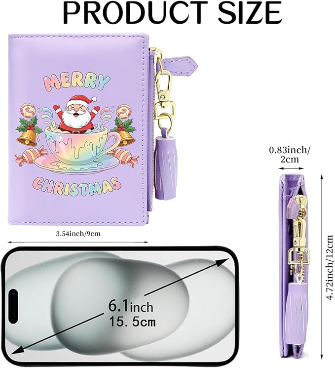 GEEAD Custom Design Small Wallets for Women Bifold Slim Coin Purse Zipper ID Card Holder for Christmas