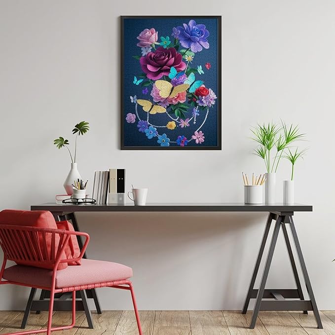 Jigsaw Puzzles for Adults 500 Piece - Butterfly Flowers Themed Wooden Puzzles，Unique Gifts for Wall Art ，Funny Puzzles，Stress Relief Games，Puzzle Games Challenge Puzzles