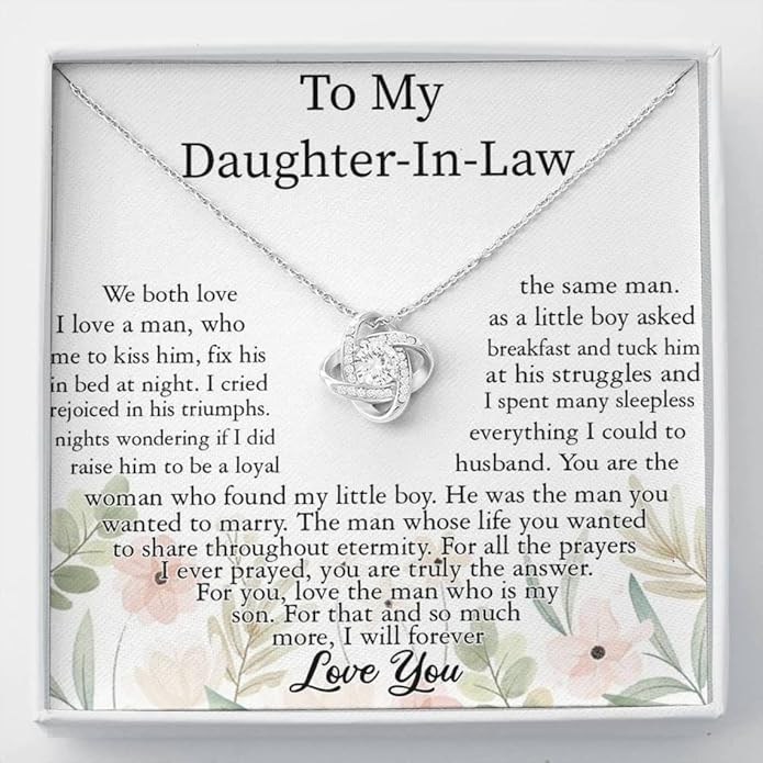 Daughter In Law Gifts From Mother In Law, Necklace For Her From Mom And Dad, Birthday Gift For Her With Message Card And Gift Box, Meaningful Gifts For Bonus Daughter