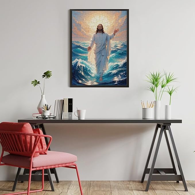 Jigsaw Puzzles for Adults 500 Piece - Jesus Walk On Sea Wooden Puzzle，Unique Gifts for Wall Art ，Family Puzzles，Educational Games，Challenge Puzzles Puzzle Games