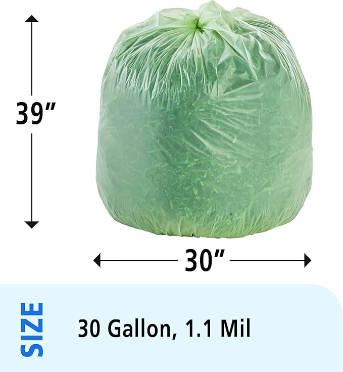 Stout by Envision Ecosafe-6400 Bags, 30 Gal, 1.1 Mil, 30" X 39", Green, 48/box