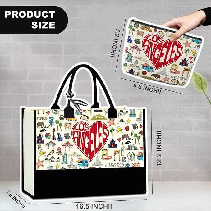 Boston Dallas Washington DC San Francisco Los Angeles China Travel Tote Bag Makeup Bag Set