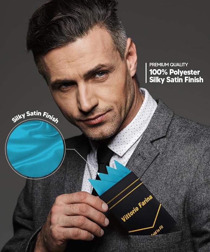 Premium Pre-Folded Four-Point Suit Pocket Square for Men with Sewn Pocket Fold