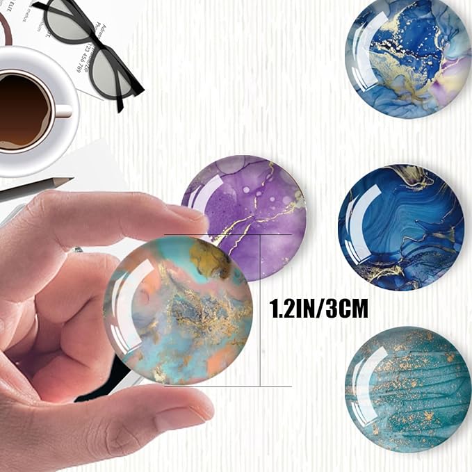 Strong Glass Refrigerator Stickers,12Pcs Magnets for Fridge,Funny Fridge Magnet Shape,Cute Small Tiny Magnet for Kitchen Whiteboard Door Decorative (Marble Refrigerator Stickers 03)