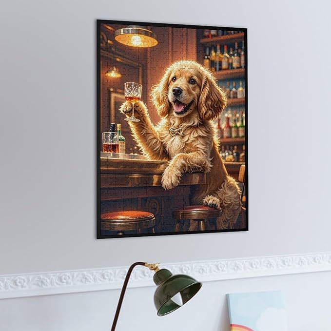 Funny Wooden Puzzle - Goldendoodle Cheers Celebrated Puzzle for Adult 500 Piece，Wooden Jigsaw Puzzles Art Leisure Game Fun Suitable Family Friends Educational Learning Games Gift