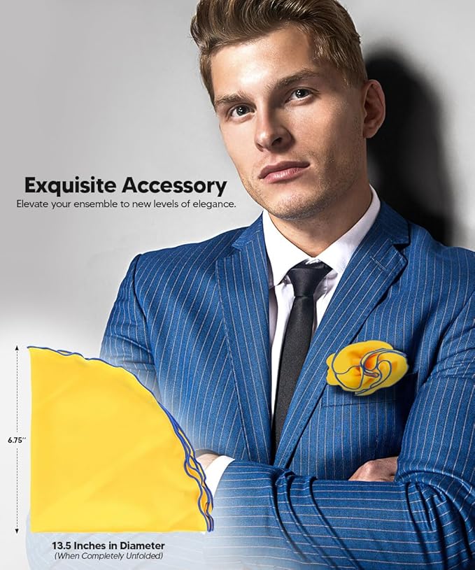Premium Pre-Folded Four-Point Suit Pocket Square for Men with Sewn Pocket Fold