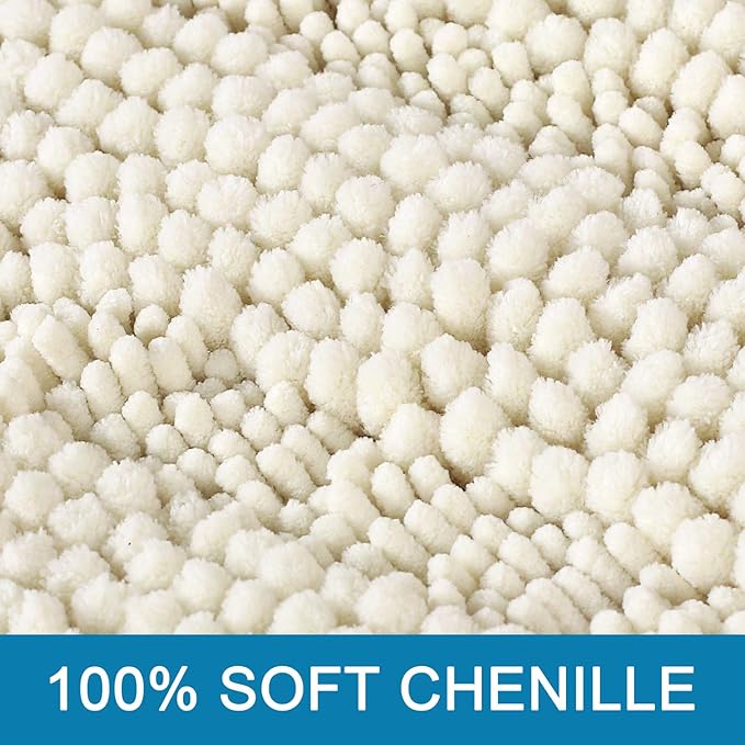 H.VERSAILTEX Bath Mats for Bathroom Non Slip Luxury Chenille Striped Bath Rug Absorbent Non Skid Fluffy Soft Shaggy Rugs Washable Dry Fast Plush Carpet Mats for Bath Room, Tub