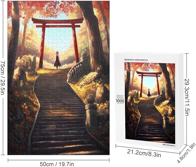 Adult Wooden Puzzle 1000 Pieces - Golden Forest Pathway at Dusk Theme Jigsaw Puzzles， Exquisite Art Design，for Puzzles Challengers and Enthusiasts，Puzzle Games for Children and Adults