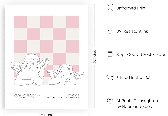 HAUS AND HUES Pink Wall Art – Danish Pastel Aesthetic Posters, Trendy Room Decor, Cute Pink Posters, Cool Wall Art (Unframed, 16x20)