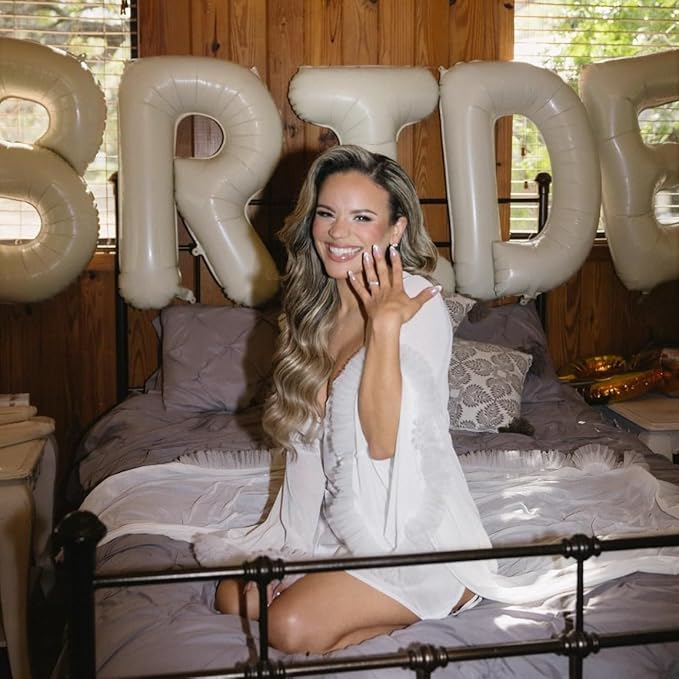 40 Inch Beige BRIDE Balloons Bachelorette for Bridal Shower, Cream White Sand Bride Mylar Foil Banner Letter Sign, Bridal Balloon Banner for Wedding Engagement Bride To Be Party Favors Decorations