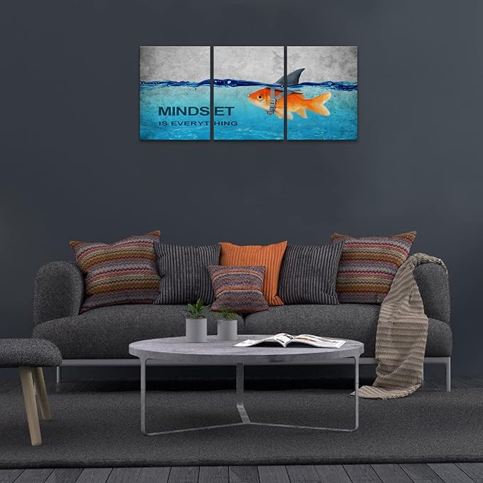 BWSPACE Mindset is Everything Wall Art Office Decor Motivational Wall Art Canvas Prints Entrepreneur Bundle Set 3 Pieces Inspirational Grind Hustle Success Execution(36" W x 16" H, MIE)