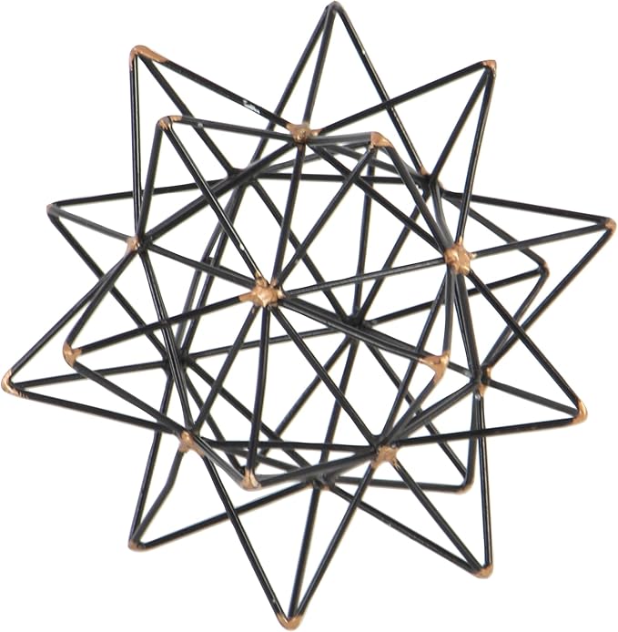 Deco 79 Metal Geometric Decorative Sculpture Home Decor Statue with Gold Accents, Accent Figurine 7" x 7" x 7", Black