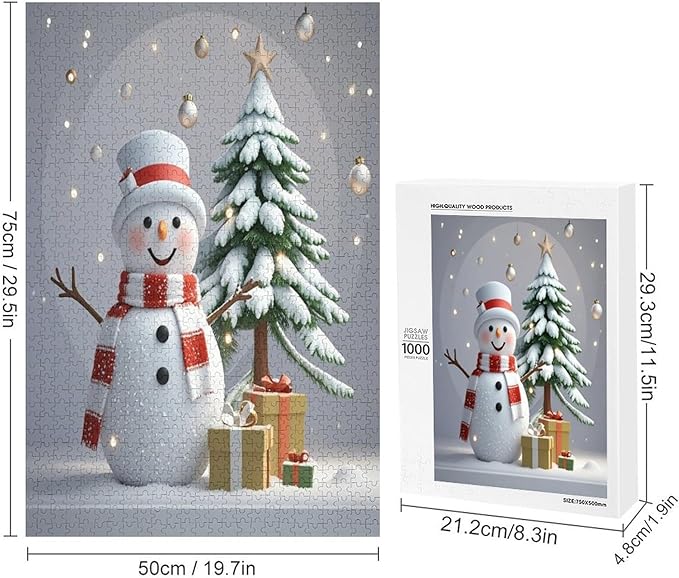 Wooden Puzzles for Adults 1000 Pieces, Christmas Winter Snowman, Each Piece is Unique and Perfectly Put Together, are Special Home Decorations, Fun Puzzles, Party Games, Family Toys