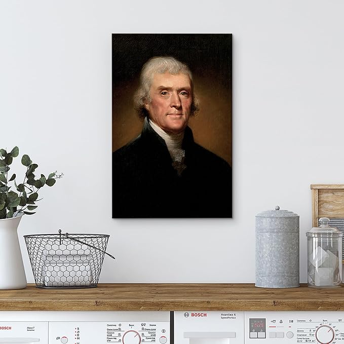 wall26 Canvas Print Wall Art Portrait of Thomas Jefferson People Pop Culture Historical Realism Famous Closeup Colorful Multicolor Classical for Living Room, Bedroom, Office - 24"x36"