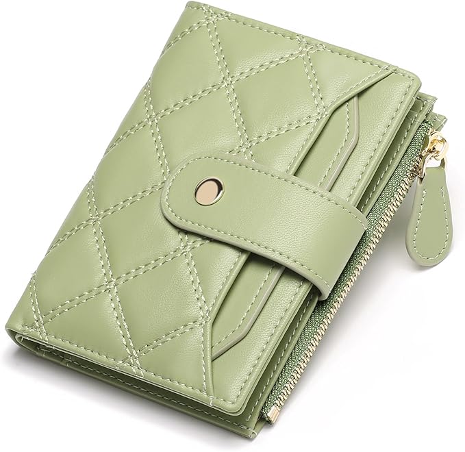 SENDEFN Small Wallet for Woman Leather RFID Blocking Bifold Zipper Pocket Credit Card Holder