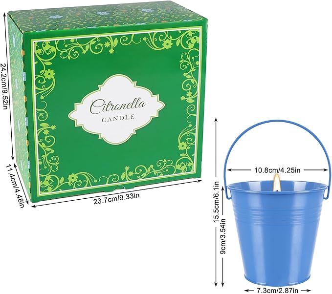 4 Pack 12oz Each Citronella Scented Candles - Colorful Metal Bucket Candles, Smokeless Indoor Outdoor Candles for Backyard, Camping & Gatherings