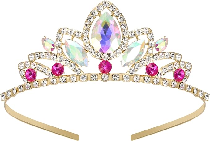 SWEETV Princess Tiara for Little Girls,Tiara Crown Headband Birthday Party Prom Costume Accessories Gift Toddler Kids Baby