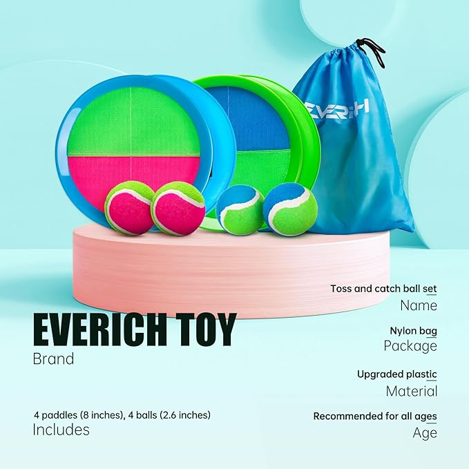 EVERICH TOY Upgraded Toss and Catch Ball Game Set, Outdoor Games for Kids Toys, Stocking Stuffers for Family Games, Beach Pool Yard Christmas Toys Birthday Gifts for Boys Girls 3 4 5 6 7 8-12 Year Old