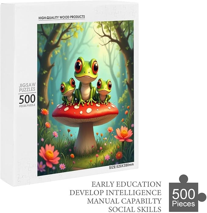 Jigsaw Puzzles for Adults 500 Piece - Colorful Frogs Wooden Puzzles, Family Puzzles，Educational Games，Challenge Puzzles Puzzle Games