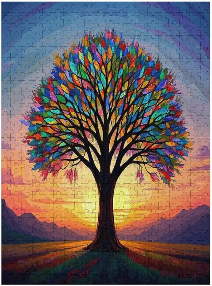 Jigsaw Puzzles for Adults 500 Piece - Colorful Tree Themed Wooden Puzzles，Unique Gifts for Wall Art ，Funny Puzzles，Stress Relief Games，Puzzle Games Challenge Puzzles