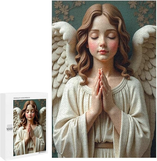 Wooden Puzzle - Classic Angel Praying Jigsaw Puzzles，Wooden Puzzles for Adults 1000 Pieces Challenge Puzzles，Educational Games，Family Puzzles，Unique Gifts for Wall Art,Funnny Puzzles