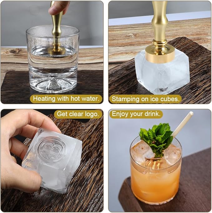 Ice Cube Stamp for Cocktails Ice Stamp Brass Head with Handle, Ice Branding Stamp for Ice Cubes Cocktail Whiskey Drinks Party Wedding Making DIY Crafting (Letter B)