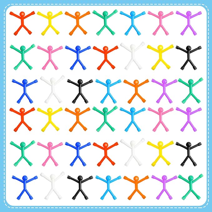 Jerify 50 Pcs Refrigerator Magnets Colorful Magnetic Men Fidget Toys Humanoid Mini Flexible Cute Toys for Refrigerator Door Office Fun Decorative Decoration, 10 Colors