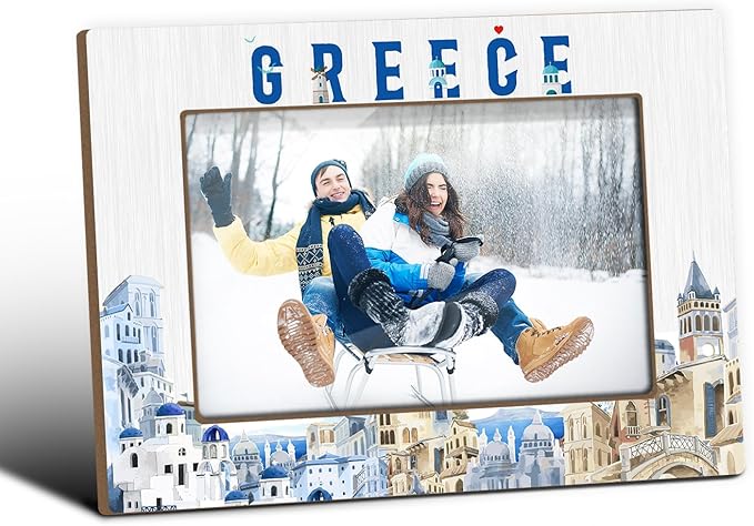 Greece Picture Frames, Greece Souvenirs, Tabletop Photo Frame for Vacation, Wedding, Engagement, Birthday, Special Occasion, Home Office Living Room Table Decorative Supplies, Tabletop Display-19