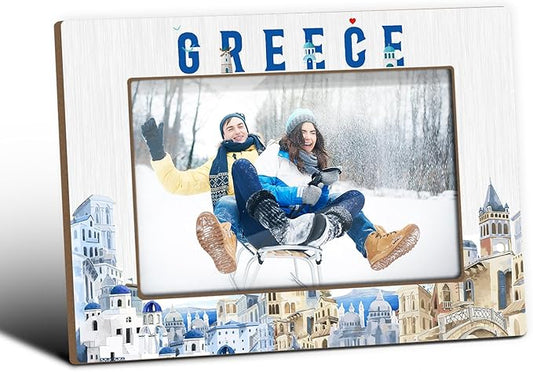 Greece Picture Frames, Greece Souvenirs, Tabletop Photo Frame for Vacation, Wedding, Engagement, Birthday, Special Occasion, Home Office Living Room Table Decorative Supplies, Tabletop Display-19