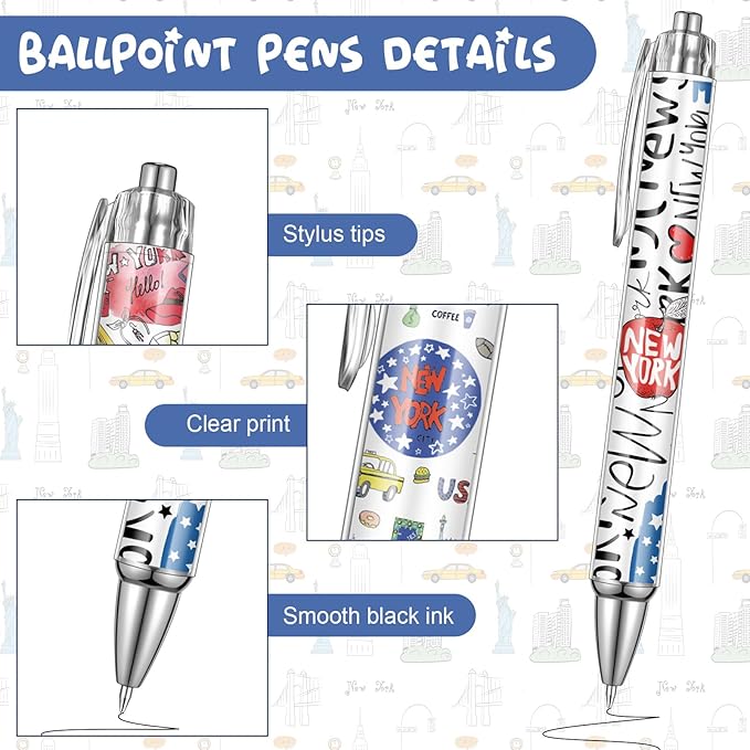 24 Pcs NY Notebook with Pens Souvenirs Gifts Set, 12 New York City Ballpoint Pens and 12 NYC Notebooks, USA New York City Souvenirs for Traveler Office Supplies Birthday Gifts