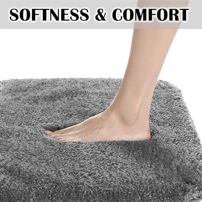 Suchtale Non Slip Bath Mat (20 x 32, Dark Grey) Water Absorbent Soft Microfiber Shaggy Bathroom Rug Machine Washable Thick Plush Shower Mat