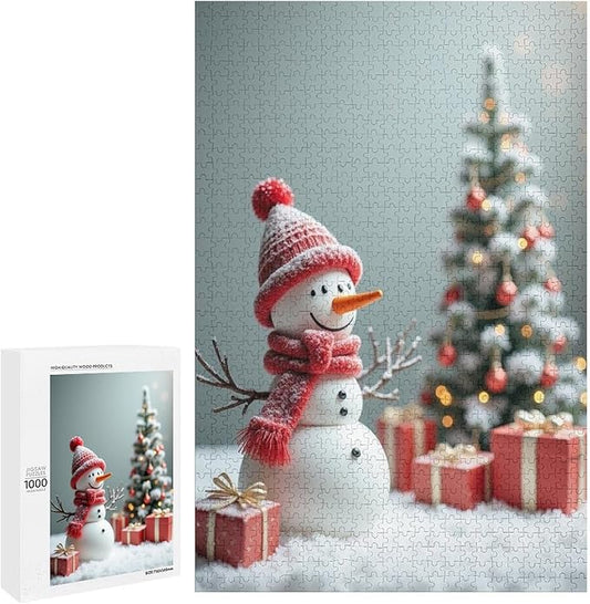 Wooden Puzzles for Adults 1000 Pieces, Christmas Winter Snowman, Each Piece is Unique and Perfectly Put Together, are Special Home Decorations, Fun Puzzles, Party Games, Family Toys