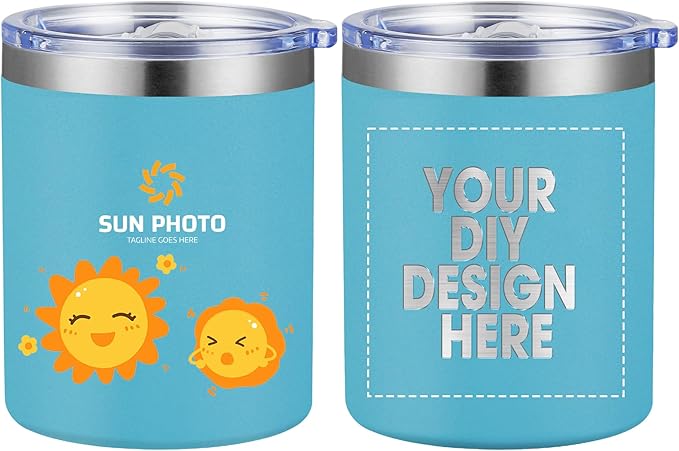 Personalized Custom Tumbler Print in USA 12oz 10Pcs Stainless Steel Travel Coffee Cup with Lid & Straw Double Wall Insulated Mug With Colorful Text Logo Photo