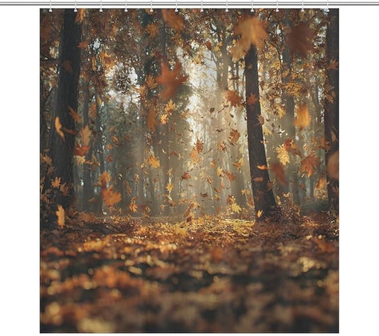 Fall Tree Shower Curtain Autumn Maple Tree Yellow Orange Leaves Brown Branch Waterproof Washable Fabric Bathroom Shower Curtains for Bathroom Decorations Home Indoor Decor 64x72Inch