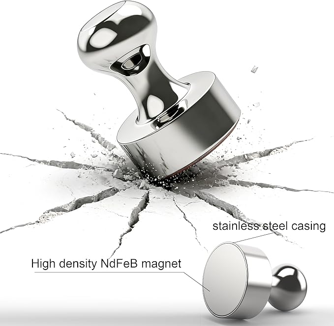 Tiergrade Metallic Magnets, Refrigerator Magnets, 24 Pack Magnetic Push Pins, Strong Fridge Magnets, Multi-use Whiteboard Magnets Perfect for Kitchen Office Classroom